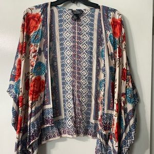 Floral kimono with blue crop top, barely worn! Both size Small.